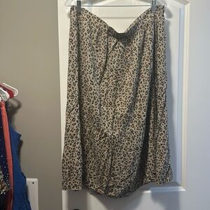 Nine West casual skirt, animal print, leopard print, brown, midi-calf